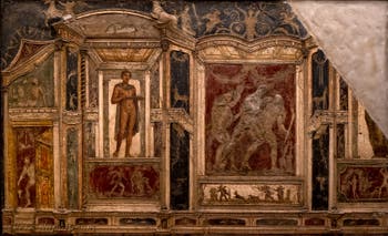 Affresco di Dioniso, Satiri e ninfe, Pompei, Casa di Meleagro, Museo Archeologico di Napoli