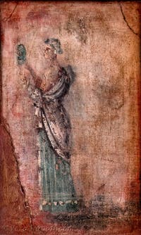 Affresco Donna allo specchio, Stabiae, Villa di Arianna, Museo Archeologico di Napoli