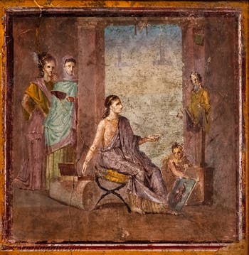 Affresco Pittrice, Pompei, Casa del Chirurgo, Museo Archeologico di Napoli