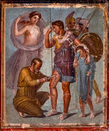 Affresco Enea ferito, Pompei, Casa di Sirico, Museo Archeologico di Napoli