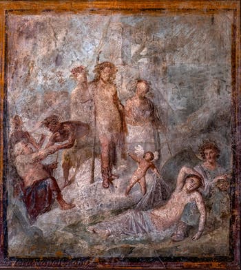Affresco Epifania di Dioniso con Arianna, Pompei, Casa Capitelli Colorati, Museo Archeologico di Napoli