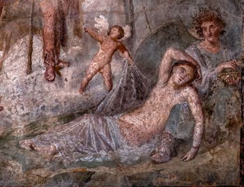 Affresco Epifania di Dioniso con Arianna, Pompei, Casa Capitelli Colorati, Museo Archeologico di Napoli