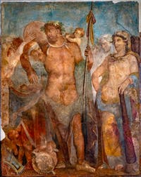Affresco Ercole e Onfale, Pompei, Casa di Marco Lucrezio, Museo Archeologico di Napoli