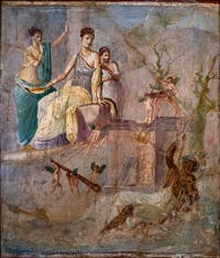 Affresco Ercole e Onfale, Pompei, Casa Principe di Montenegro, Museo Archeologico di Napoli