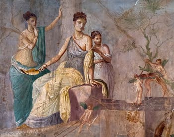 Affresco Ercole e Onfale, Pompei, Casa Principe di Montenegro, Museo Archeologico di Napoli