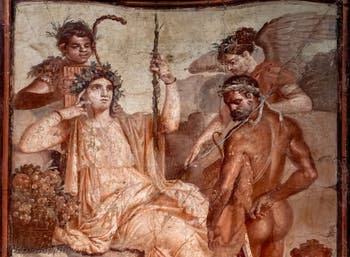 Affresco Ercole e Telefo, Ercolano, Augusteum, Museo Archeologico di Napoli