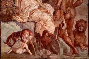 Affresco Ercole e Telefo, Ercolano, Augusteum, Museo Archeologico di Napoli