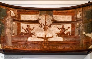 Affresco Santuario con cariatidi, Ercolano, Augusteum, Museo Archeologico di Napoli