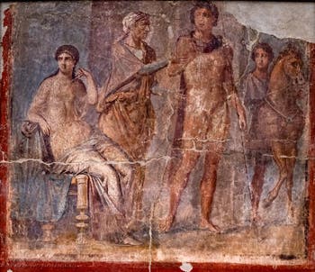 Affresco raffigurante Fedra su un trono e Ippolito, Ercolano, Museo Archeologico di Napoli