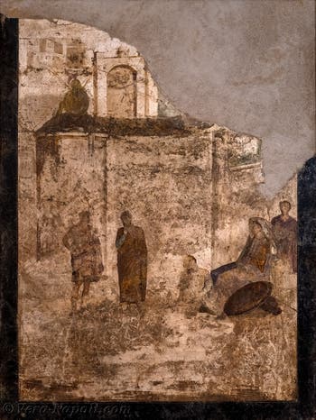 Affresco Achille e Pentesilea, Pompei, Casa di Giasone, Museo Archeologico di Napoli