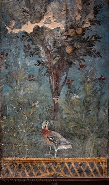 Affresco, Giardino, melograno e uccelli, Ercolano, Museo Archeologico di Napoli