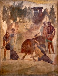 Affresco Il supplizio di Dirce, Pompei, Casa Granduca di Toscana, Museo Archeologico di Napoli