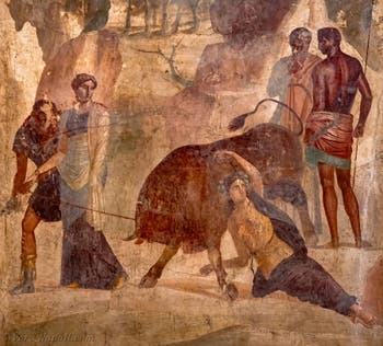 Affresco Il supplizio di Dirce, Pompei, Casa Granduca di Toscana, Museo Archeologico di Napoli