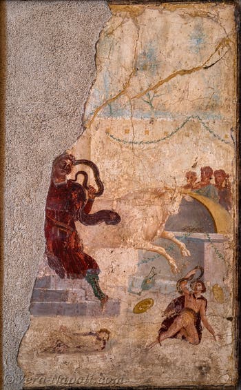 Affresco Laocoonte e i suoi figli, Pompei, Casa di Laocoonte, Museo Archeologico di Napoli