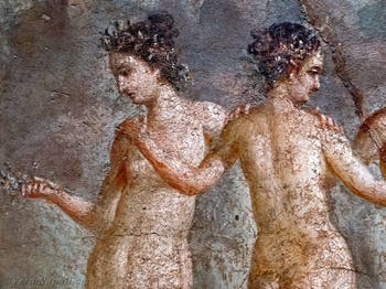 Affresco, Le Tre Grazie, le Cariti Aglaia, Eufrosine e Talia, Pompei, Casa di Tito Dentazio Pantera, Museo Archeologico di Napoli