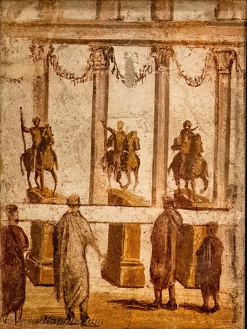 Affresco Lettura di un editto, Pompei, Praedia di Giulia Felice, Museo Archeologico di Napoli