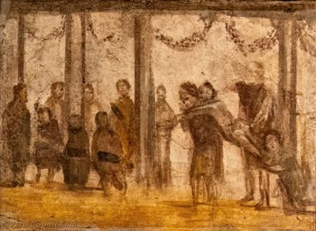 Affresco Punizione di uno studente, Pompei, Praedia di Giulia Felice, Museo Archeologico di Napoli