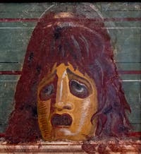 Affresco Maschera tragica, Pompei, Insula Orientalis, Museo Archeologico di Napoli