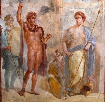 Affresco Il matrimonio di Alessandro e Roxana, Pompei, Casa del Bracciale d'Oro, Museo Archeologico di Napoli