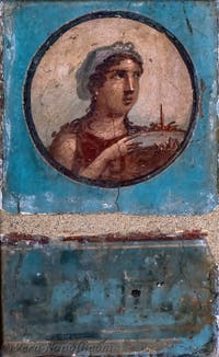Affresco Medaglione e Paesaggio, Ercolano, Museo Archeologico di Napoli