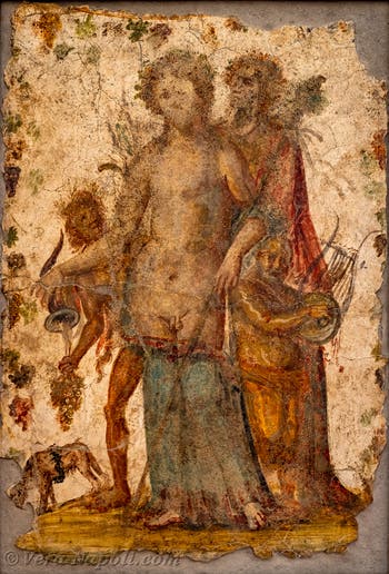 Affresco Dioniso e una Menade, Pompei, Museo Archeologico di Napoli
