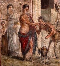 Affresco L'omaggio di Eurizione a Piritoo, Pompei, Casa di Gavio Rufo, Museo Archeologico di Napoli