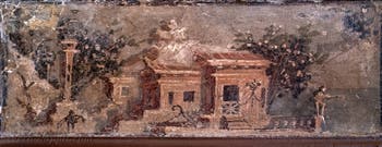 Affresco raffigurante un paesaggio con due templi, Ercolano, Museo Archeologico di Napoli