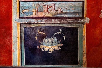 Affresco Paesaggio egizio, Pompei, Tempio di Iside, Portico, Museo Archeologico di Napoli