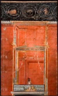 Affresco Paesaggio nilotico, Pompei, Tempio di Iside, Portico, Museo Archeologico di Napoli