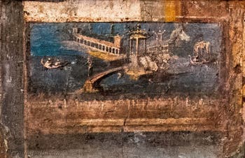 Affresco Paesaggio architettonico e marittimo, Pompei, Museo Archeologico di Napoli