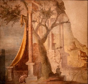 Affresco della Porta Sacra e del Velo, Pompei, Tempio di Iside, Museo Archeologico di Napoli