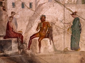 Affresco Pan e le ninfe, Pompei, Casa di Giasone, Museo Archeologico di Napoli