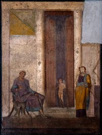 Affresco Paride ed Elena, Pompei, Casa di Giasone, Museo Archeologico di Napoli