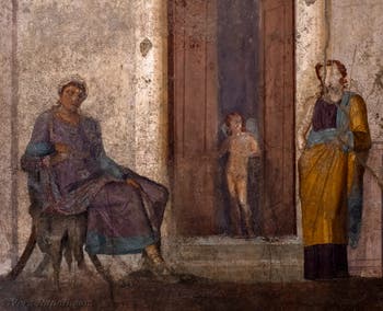 Affresco Paride ed Elena, Pompei, Casa di Giasone, Museo Archeologico di Napoli