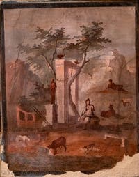 Affresco Paride sul Monte Ida, Area Pompeiana, Museo Archeologico di Napoli