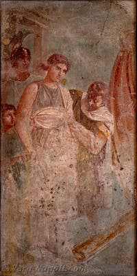 Affresco La partenza di Criseide o Il ratto di Elena, Pompei, Casa del Poeta Tragico, Museo Archeologico di Napoli