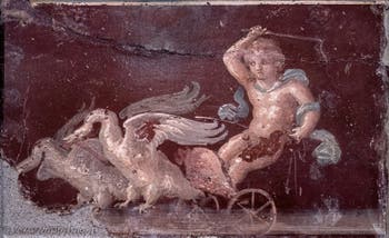 Affresco di Cupido su un carro, Pompei, Museo Archeologico di Napoli