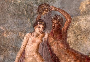 Affresco di Perseo che solleva la testa di Medusa e Andromeda, Pompei, Casa della Saffo, Museo Archeologico di Napoli