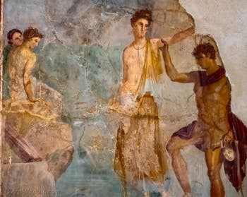 Affresco Perseo libera Andromeda, Pompei, Casa del Principe di Montenegro, Museo Archeologico di Napoli