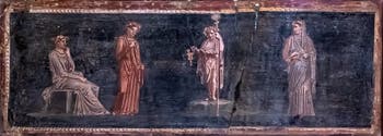 Affresco Predella, Iniziazione dionisiaca, Bacco osceno, Ercolano, Museo Archeologico di Napoli