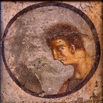 Affresco Ritratto del Giovane di profilo, Pompei, Villa di Cicerone, Museo Archeologico di Napoli
