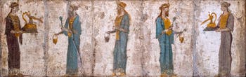 Affresco dei sacerdoti e delle sacerdotesse di Iside, Stabiae, Villa di Arianna, Museo Archeologico di Napoli