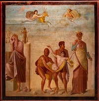 Affresco Il sacrificio di Ifigenia, Pompei, Casa del Poeta Tragico, Museo Archeologico di Napoli