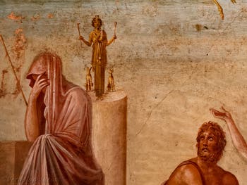 Affresco Il sacrificio di Ifigenia, Pompei, Casa del Poeta Tragico, Museo Archeologico di Napoli