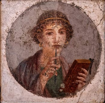 Affresco La poetessa Saffo, Pompei, Insula Occidentalis, Museo Archeologico di Napoli