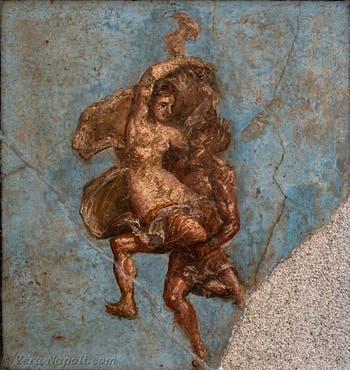 Affresco Satiro e Menade in volo, Pompei, Casa dei Dioscuri, Museo Archeologico di Napoli