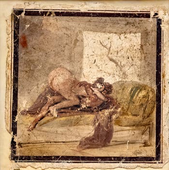 Scena raffigurante un atto sessuale, Pompei, bordello, Museo Archeologico di Napoli