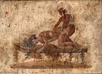 Scena raffigurante un atto sessuale, Pompei, bordello, Museo Archeologico di Napoli