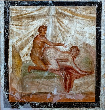 Scena raffigurante un atto sessuale, Pompei, Lupanar, Museo Archeologico di Napoli