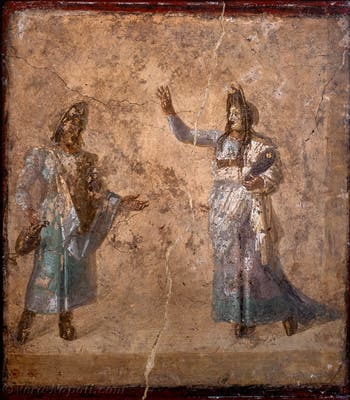 Affresco Scena di tragedia, Pompei, Casa dei Dioscuri, Museo Archeologico di Napoli